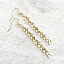 Load image into Gallery viewer, WHITE &amp; GRAY CHEVRON EARRINGS