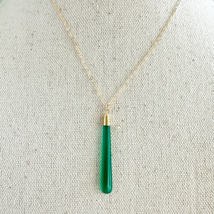 GREEN ONYX DROP NECKLACE