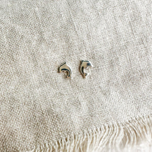 SILVER DOLPHIN STUDS