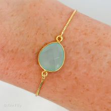 Load image into Gallery viewer, AQUA CHALCEDONY GOLD SLIDER