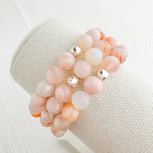 8MM FLOWER AGATE BRACELET