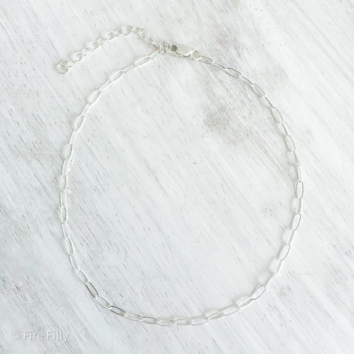 SILVER PAPERCLIP ANKLET