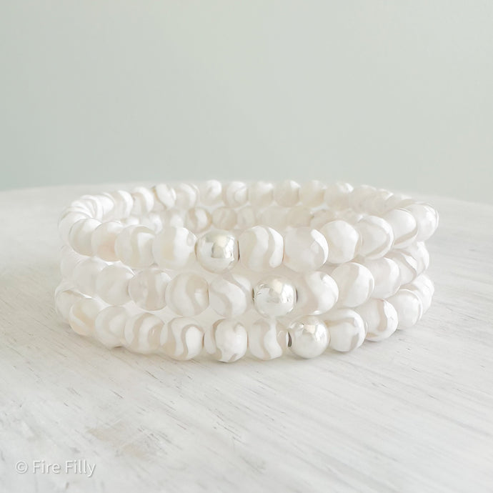 6MM WHITE TIBETAN AGATE BRACELET