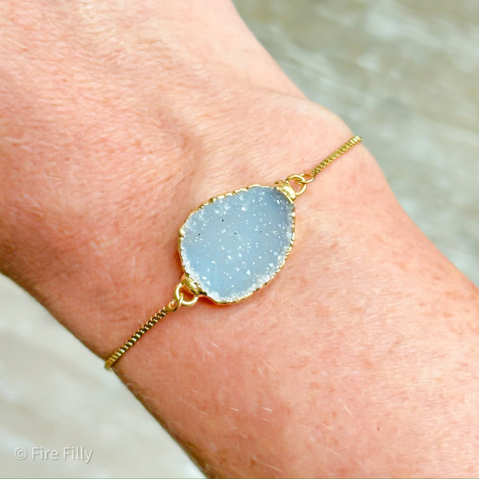 DRUSY SILVER AGATE SLIDER