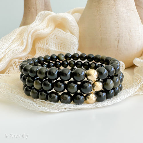 6MM GOLDEN OBSIDIAN BRACELET
