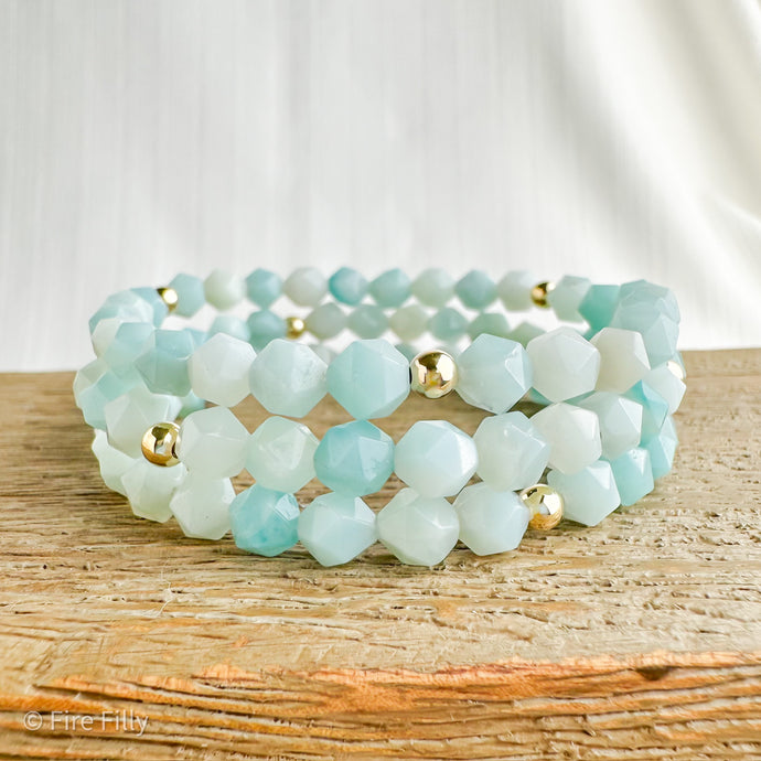 6MM LUXE STAR CUT AMAZONITE BRACELET