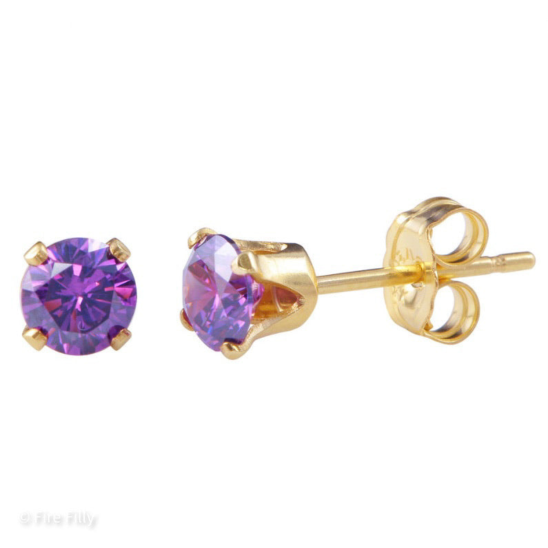 4MM GOLD CRYSTAL STUDS - 5 COLOR OPTIONS