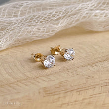 Load image into Gallery viewer, 5MM GOLD CRYSTAL STUDS - 3 COLOR OPTIONS