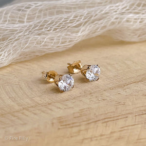 5MM GOLD CRYSTAL STUDS - 3 COLOR OPTIONS