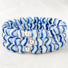 Load image into Gallery viewer, 8MM BLUE &amp; WHITE TIBETAN DZI AGATE BRACELET