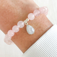 Load image into Gallery viewer, ROSE QUARTZ &amp; MOONSTONE CHARM BRACELET