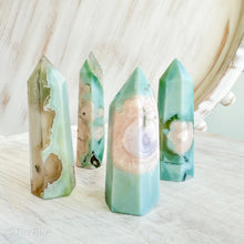 Load image into Gallery viewer, MINI GREEN FLOWER AGATE TOWER
