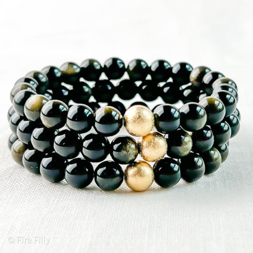 8MM GOLDEN OBSIDIAN BRACELET