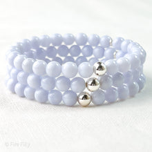 Load image into Gallery viewer, 6MM BLUE LACE AGATE LUXE BRACELET